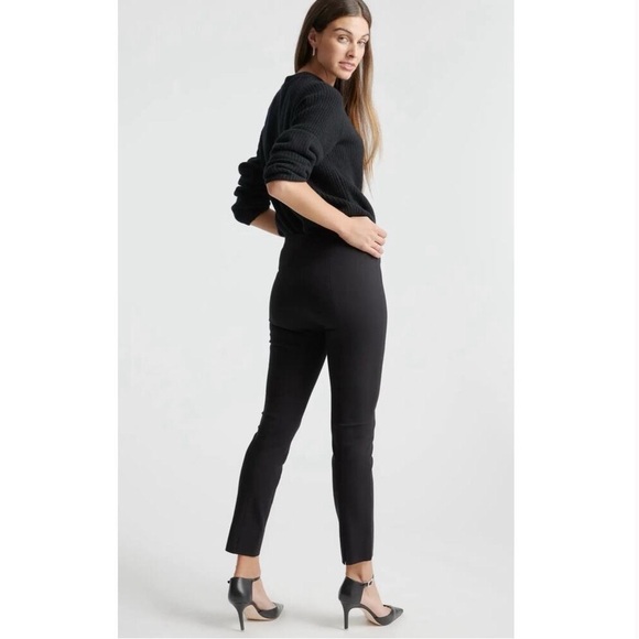 NWT Quince Ultra-Stretch Ponte Pintuck Ankle Pants in Black Sz L PETITE - Picture 2 of 10